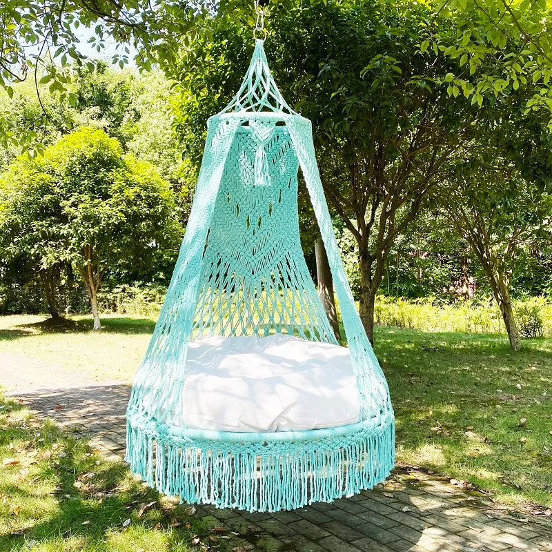 Garden Swing New Design Polyester Decoration Cotton Weave Intoor Patio Handmade Knitting Rope Garden Swing for Bedroom