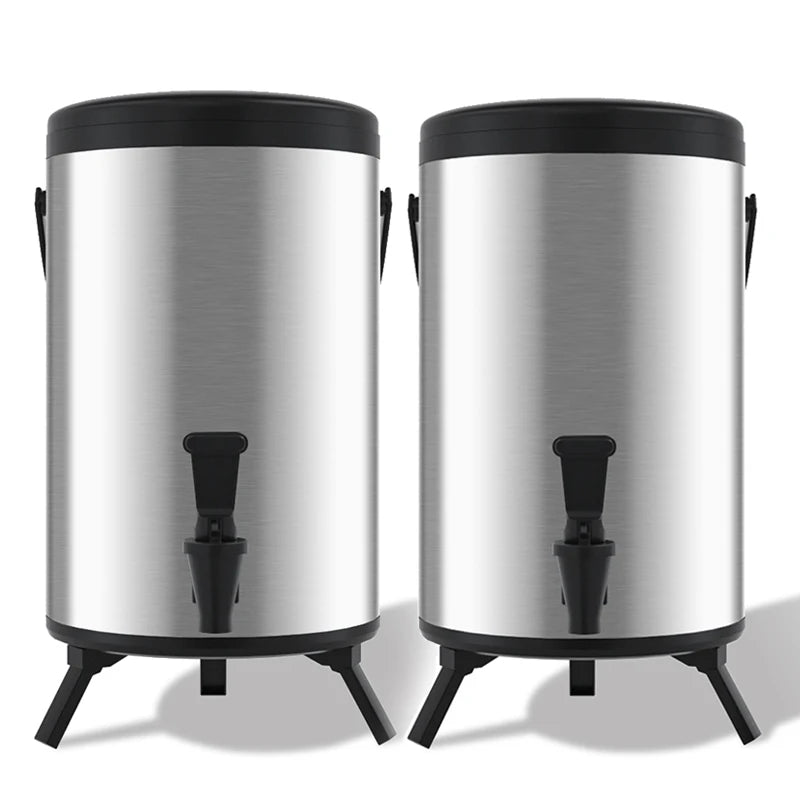 MOSEENER 8L Double Wall Stainless Steel Insulation Tea Bucket for Hotel Use Tableware for Hot/Cold Juice Milk and Beverages