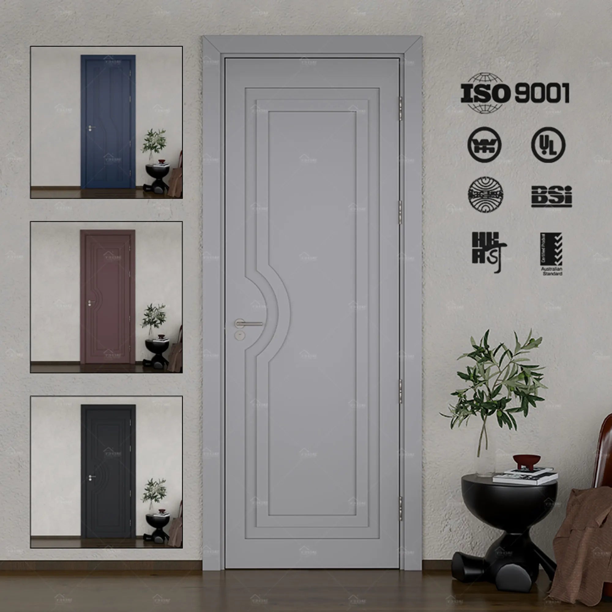 Foshan Yohome Italian Wood Door Design Modern Interior Doors Soundproof Prehung Luxury Room Internal Doors with Frame