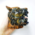 Natural Tiger Eye Stone Tiger Head Carved Sculpture Gemstone Tiger Figurine