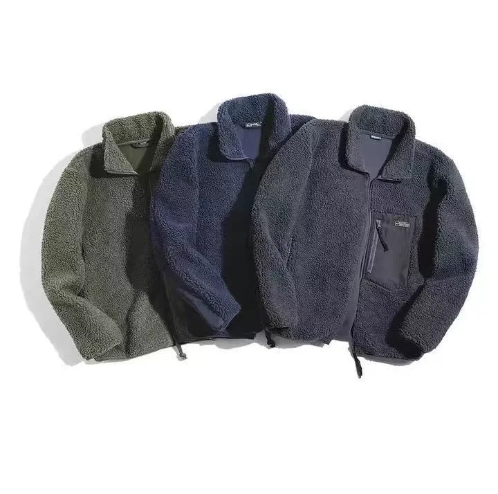 Branded Winter Plus Size Men's Sherpa Fleece Jacket Hooded Breathable Fashionable Dye-Processed Woven Fabric Custom Logo