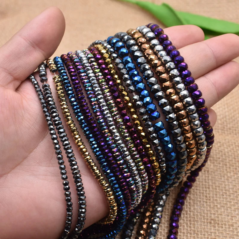 Natural Stone Hematite Beads for Jewelry Making  Bracelet Design Gemstone Bead Faceted Loose Spacer Beads