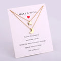 Best Friend Crown Moon Stars Heart with Rhinestones Crystal Make a Wish Card Womens Jewelry Star Pendant Chain Necklace