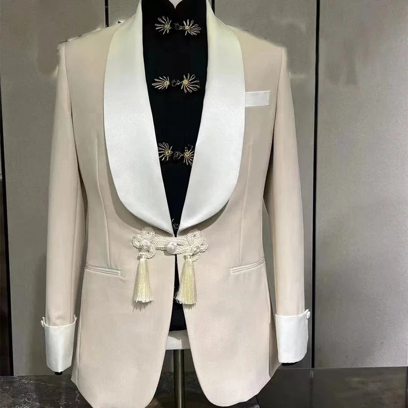 2025 Trendy New Style Mens Business Suits Elegant Bridegroom Formal Party Men Suits 2 Pieces Jacket