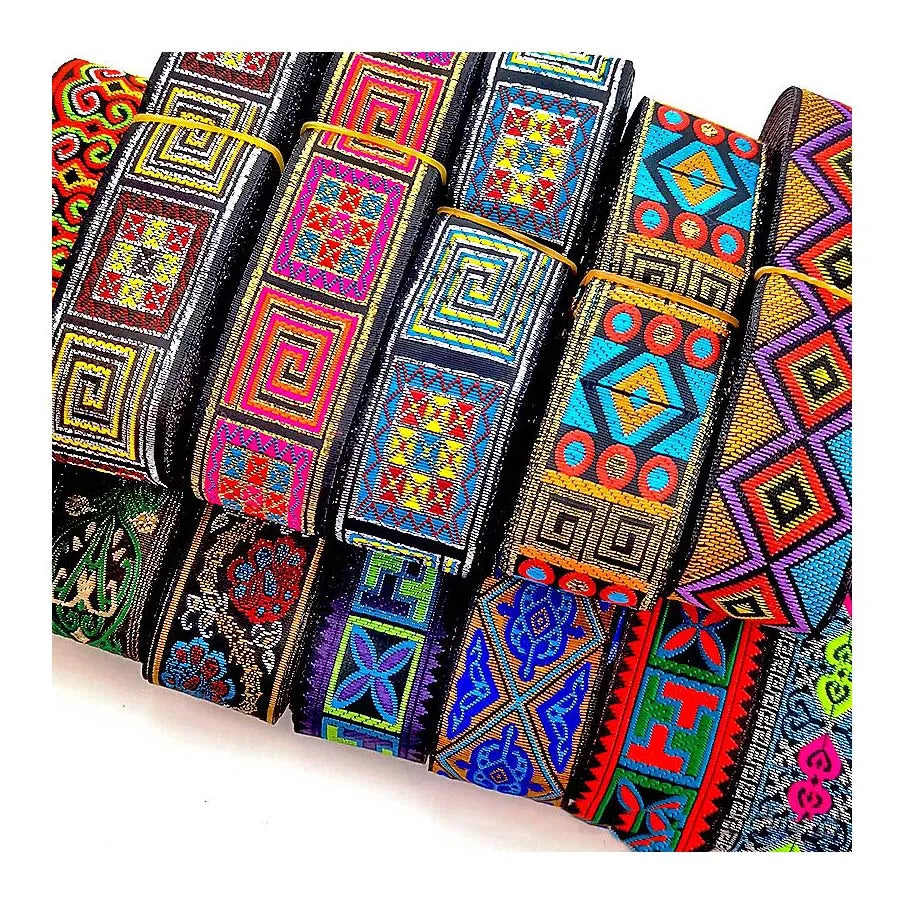 33mm Geometric Pattern Ethnic Lace Ribbon Diy Clothes Polyester Jacquard Webbing Costume Dress Decorative Sewing Textile Trims