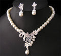 Korean Hot Bride Wedding Fashion Allow Jewelry Pearl Necklaces Earrings Beads Jewelry Two Piece Set for Brides