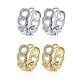 YHE0158 Hip Hop Punk 925 Sterling Silver 11mm Zircon Circle Round Link Design Huggies Hoops Earrings Women Luxury Fine Jewelry