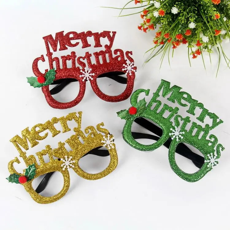 Christmas Decorations for Home Decor New Year Glasses Gifts for Children Santa Claus Deer Snowman Christmas Ornaments