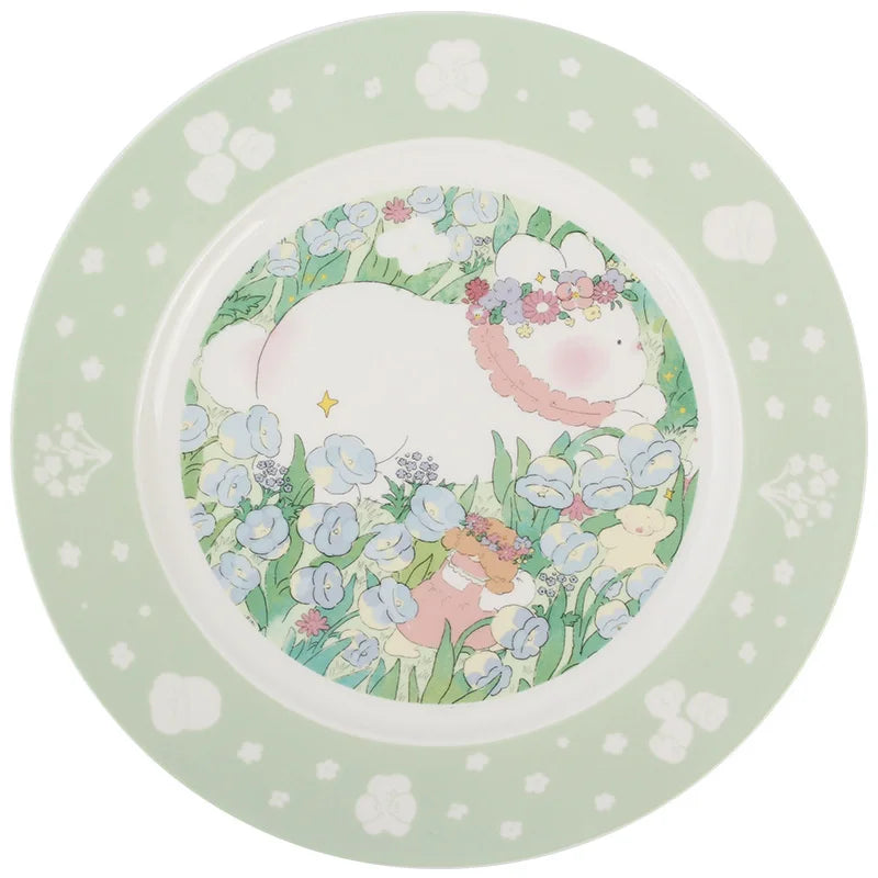 Solhui Cute Rabbit Flower Ceramic Plate Ins Korea Kawaii Ceramic Derssert Salad Plate