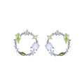 New Arrival 925 Sterling Silver Rhodium Plated Romantic Circle Stud Colorful Zircon Crystal Stones Flower Earrings Gemstone
