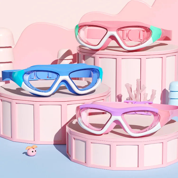 2025 Factory Wholesale Anti Fog HD Lens Fashion Children Rubber Silicone Racing Swimming Goggles for Kids