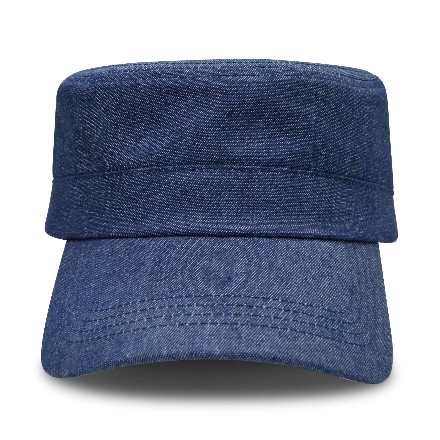 Wholesale Washed Denim Cadet Cap Flat Top Cap Unisex Basic Baseball Cap