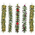 Wholesale Christmas Decorative Garland Velvet Glitter Flowers Premium Christmas Garlands Decor