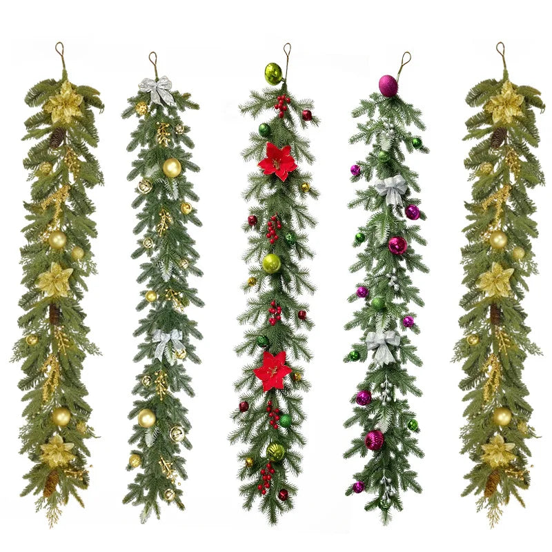 Wholesale Christmas Decorative Garland Velvet Glitter Flowers Premium Christmas Garlands Decor