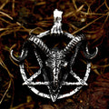 SS8-853P Steel Soldier Stainless Steel Pentagram Pan God Skull Goat Head Pendant Necklace Satanism Occult Metal Vintage Star
