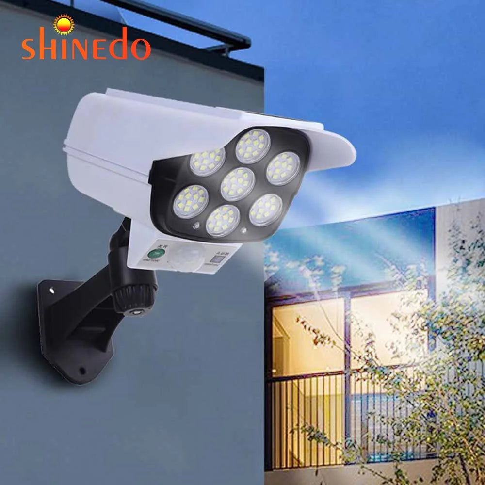 Outdoor Solar Motion Sensor Security LED Induction Wall Light Simulation Camera Light for Garden Driveway