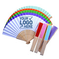 Wholesale Custom Printed Logo Folding Handfan Rib Wedding Wooden Hand Held Paper Bamboo Fans
