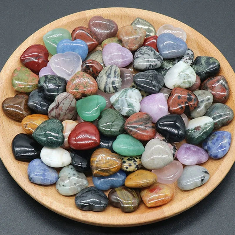 Wholesale Mini Natural Crystal Hearts Gemstone Love Healing Stones in Mixed Colors Heart Shaped Other Crystal Crafts