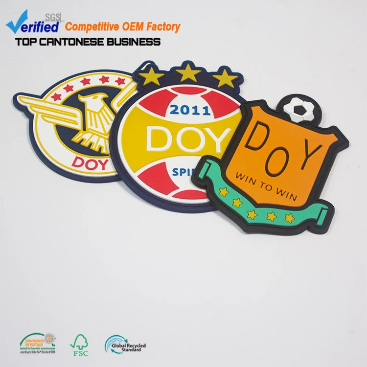 Wholesale Custom Embossed 3D Logo Soft PVC Rubber Patches With Hook and Loop Backing