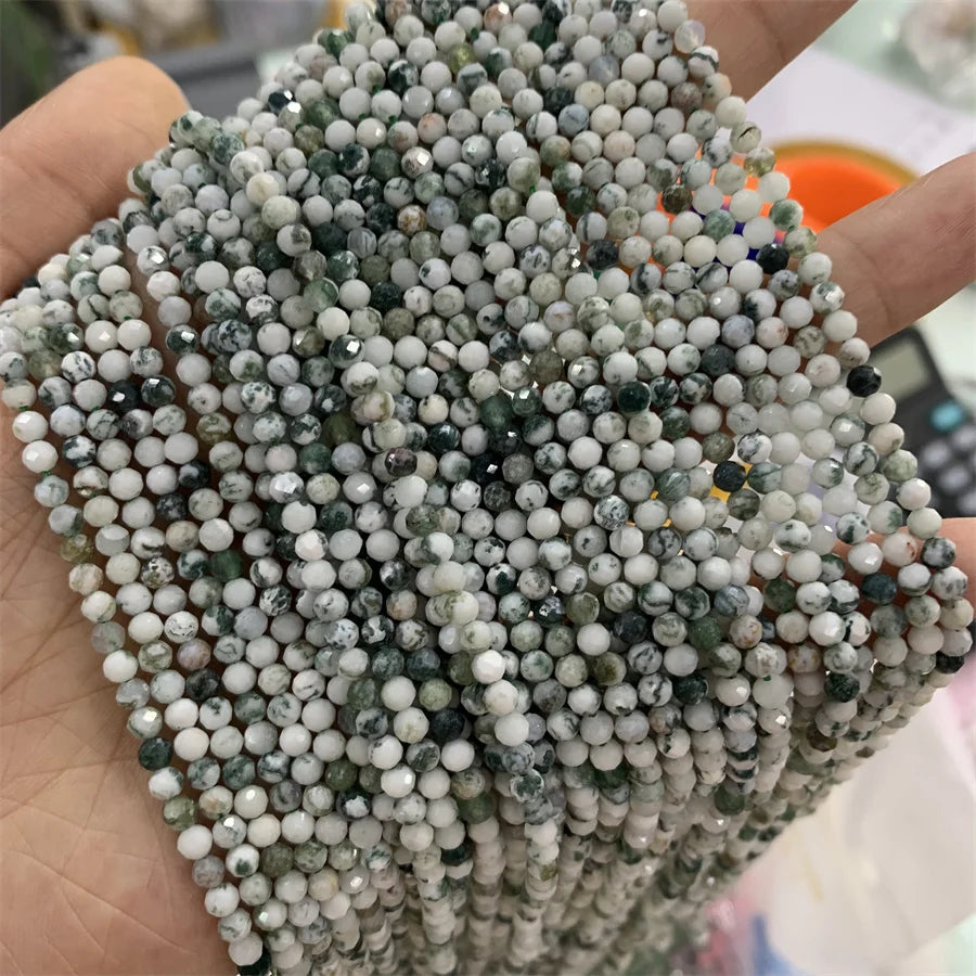 Natural Faceted Stone Beads Tree Agate 2mm 3mm 4mm Necklace Jewelry Making Crystal Beads for Jewelry Making