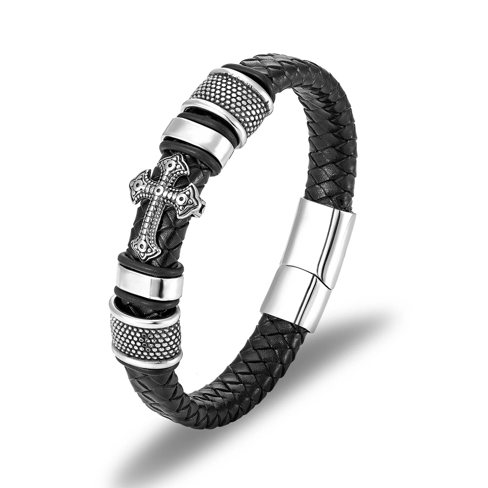 2025 Men Bracelet Free Sample Jewelry Cross Leather Bracelet Men Personalized Bracelet Gift for Anniversary