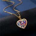 Summer Trendy Stainless Steel Diamond Heart Necklace Personalized Ceramic Clay Color Pendant Zircon Main Fashion Accessories