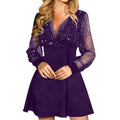 S-3XL Plus Size Dresses for Women Solid Long Sequins Party Sleeve Dress Women's Dresses Women Clothing