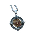 Stainless Steel Celtic Tree of Life Round Pendant Leather Cord Necklace Viking Rune Amulet Men's Necklace Pendant