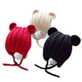 Newborn Boys Girl Warm Bear Ears Beanie Hat Baby Kids Cute Bobble Cap  Baby Soft Knitted Winter Warm Toddler String Hats