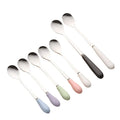 Stainless Steel Reusable Ice Scoop Long Ceramic Handle Disposable Ice-Cream Teaspoon Set for Coffee Dessert Children's Mug Spoon