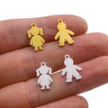 Cheap Wholesale Stainless Steel 18K Gold Plated Cute Children's Family Boy Girl Shaped Classic Pendant Charms DIY Jewelry