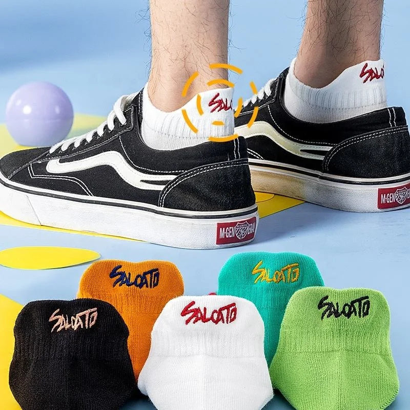 Wholesale Fashion Letter Embroidered Short Socks Summer Cotton Ankle Socks for Men