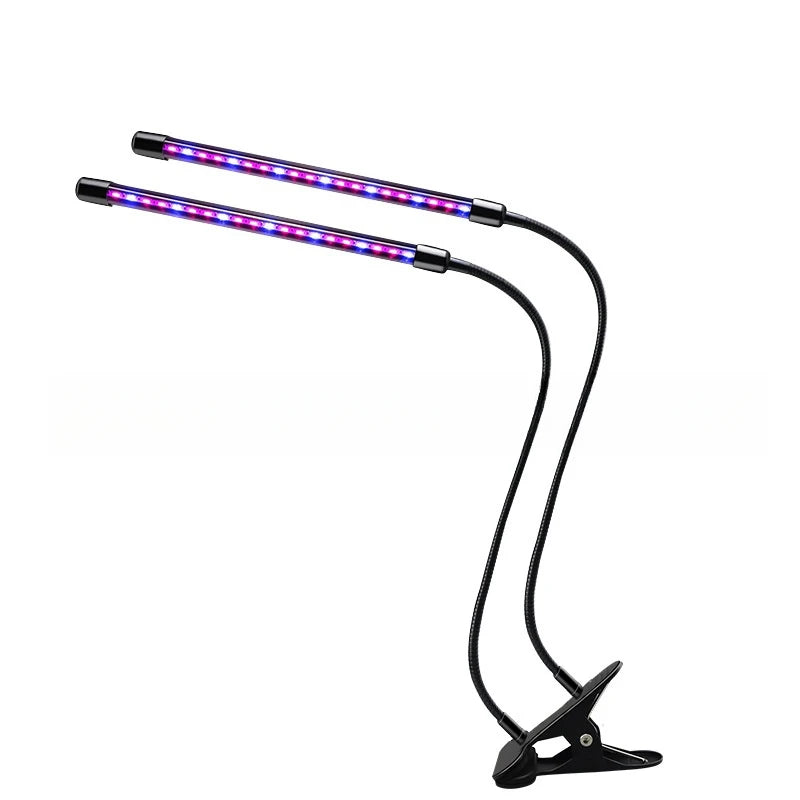 USB Charging 2-Head Indoor Plant LED Grow for Light Full Spectrum 3 Modes Clip-on Lamp Red Blue Bloom for Smart Gardens IP65