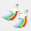Dangle Earrings Acrylic Drop Earrings Party Jewelry Weather Resin Simple Cartoon Bright Mirror Star Strip Ranibow Pendant 1 Pair