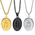 Hot Sale Products Stainless Steel Men Necklace Virgin Mary Oval Pendant Necklace