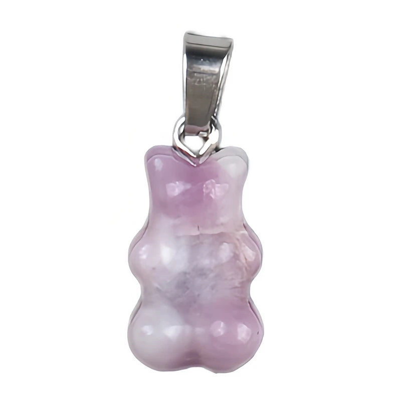 Wholesale Carved Bear Animal Shaped Pendant Natural One Stone Pendants for Jewelry Making Necklace Crystal Agate Custom Jewelry