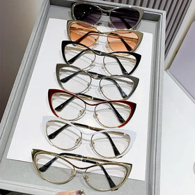 Lunettes De Soleil Retro Modern Cat Eye Sunglasses Anti-blue Shades Y2K Frame Hot Girl Sun Glasses