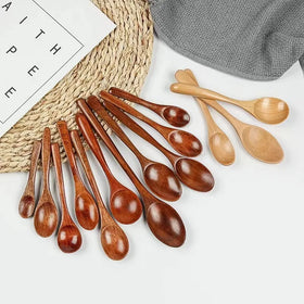 Tailai Coffee Spoon Fine Handle Straight Wooden Flatware Stirring Custom LOGO Tableware Natural Lacquer Wood Coffee Spoon