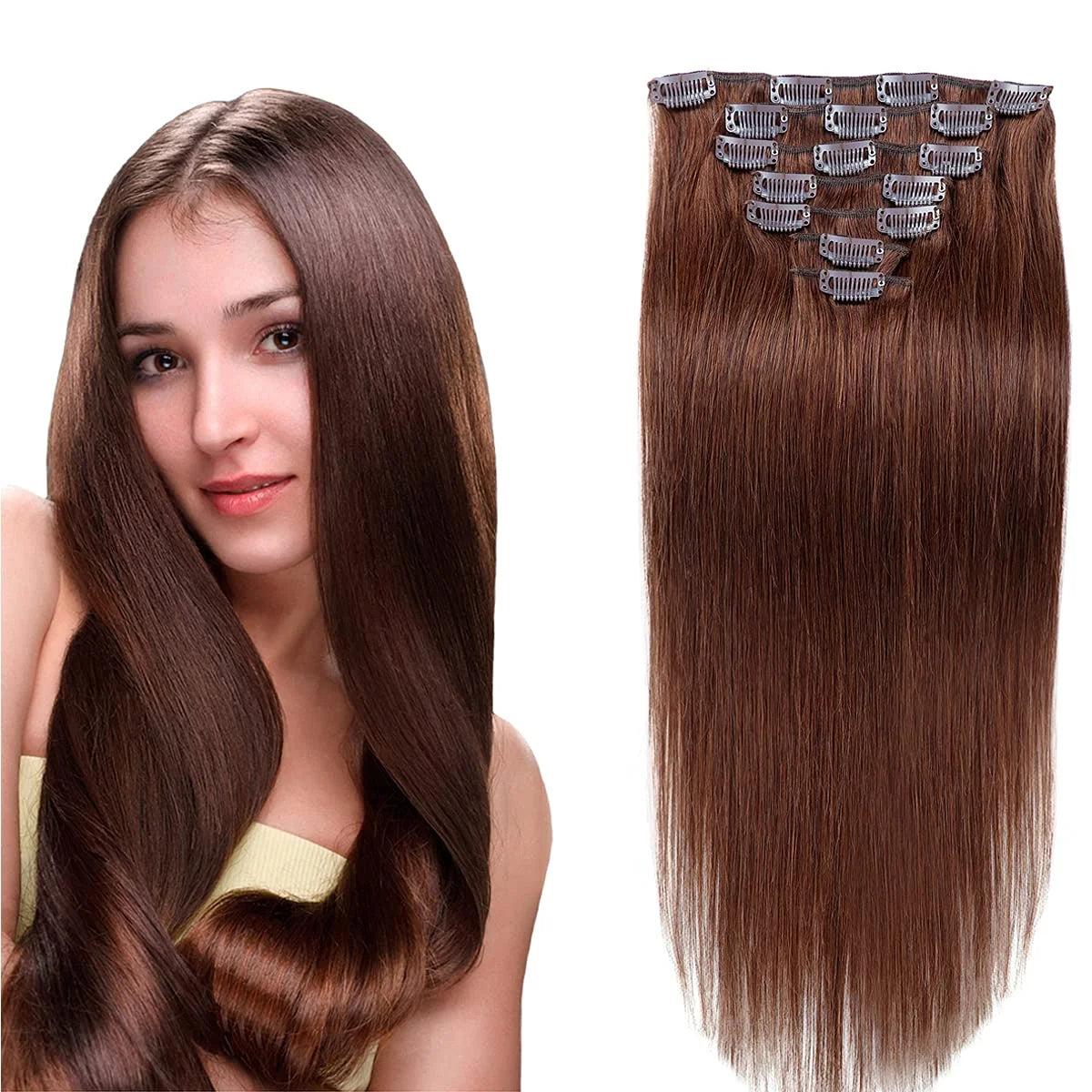 Soft No Shedding No Tangle Virgin Remy Clip in Hair Extension European Hair Weft 100% Human Hair Extensions