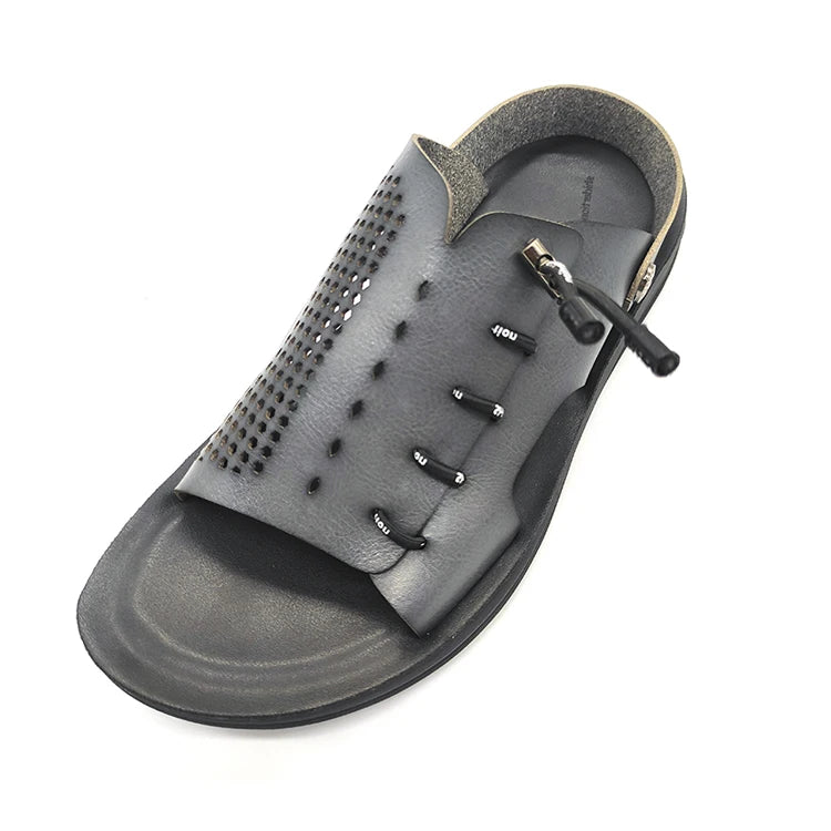 Personalized Design Hand Made Leather Waterproof Platform Outdoor Winter Mens Slipper Sandals