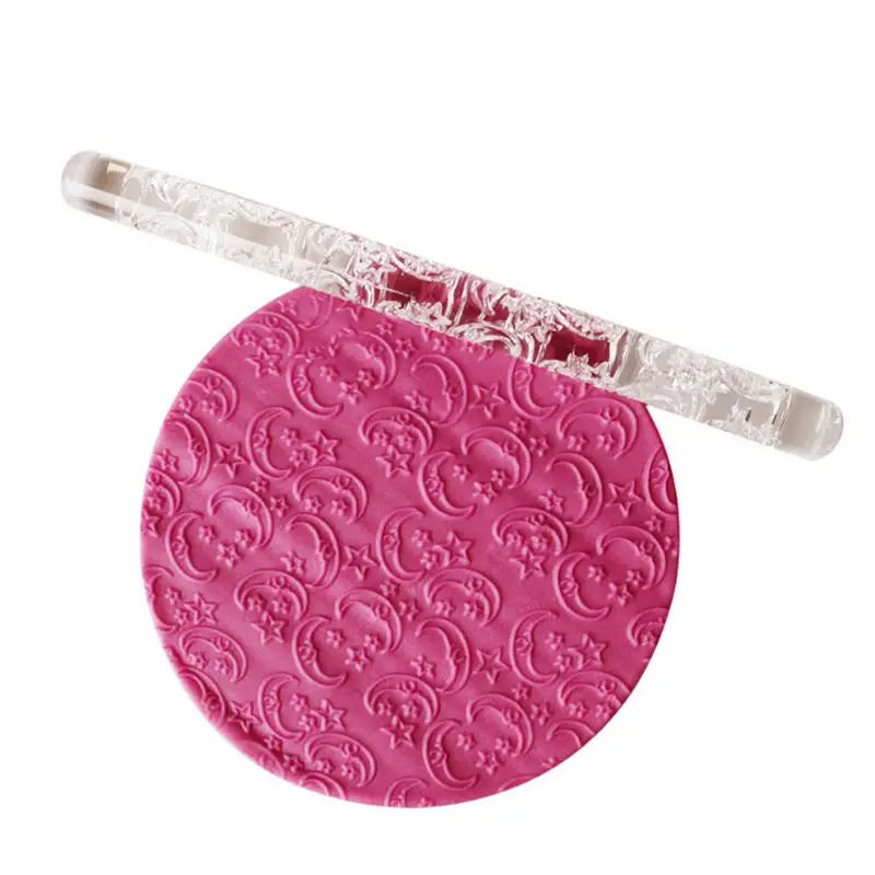 Pattern Non-stick Cake Acrylic Fondant Decorative Textured Embossing Rolling Pin
