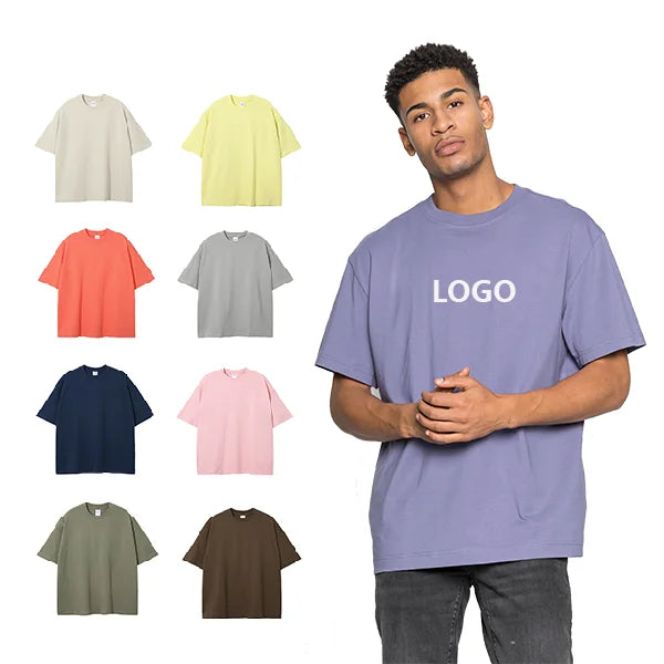 Mens Plus Size Drop Shoulder 100% Cotton Custom Heavyweight T-Shirt Oem Boxy Blank Heavy Weight Cotton T Shirt Oversized Tshirt