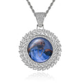 Eskeem Jewelry DIY 18k Gold Plated CZ Diamond Paved Bling Bling Custom Circle Photo Frame Pendant