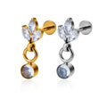 G23 ASTM F136 Titanium Piercing Labret Piecing Ear Stud Zircon Inlay Tragus Earrings Internal Thread Body Piercing Jewelry