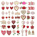Pink Oil Dropping Alloy Valentine's Day Love Rose Flower Heart Shape Charms DIY Pendant for Bracelet Necklace Earrings