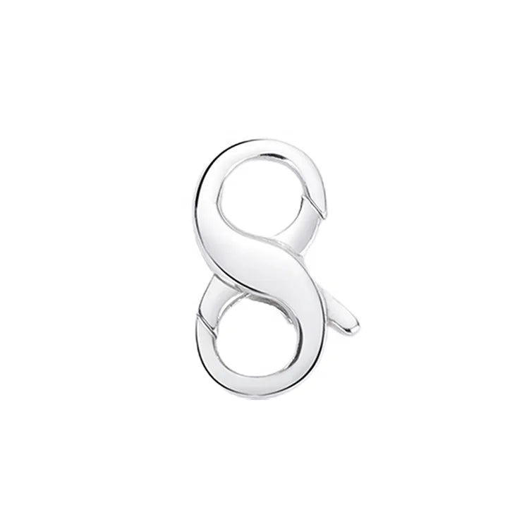 925 Silver Double Ended Lobster Claw Clasp Infinity Shape Two Sided Opening Connector for Pendant Necklace Jewelry MegaBDM