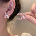 Super Fairy Women's Hollow Butterfly Earrings Exquisite Zircon Needle Rhinestone for Parties Weddings Gifts