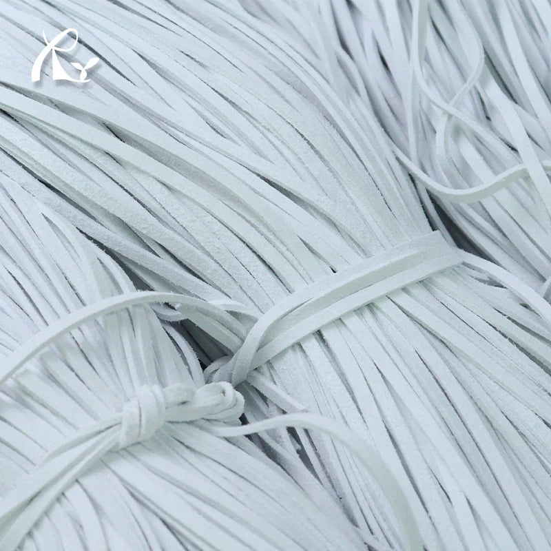 Eco White Suede Microfiber Woven Necklace Rope Bag Flat Rope with Hanging Accessories for DIY 1.4mm Thickness