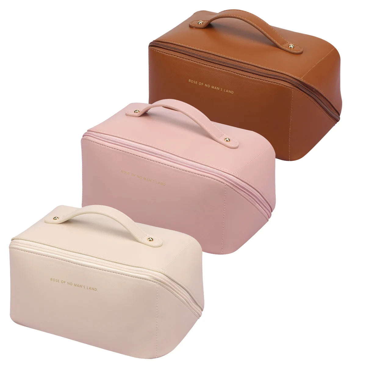 Gelory Custom Logo Large Capacity Travel Cosmetic Bag PU Leather Makeup Bag New Portable Waterproof Zipper Storage Makeup Bag