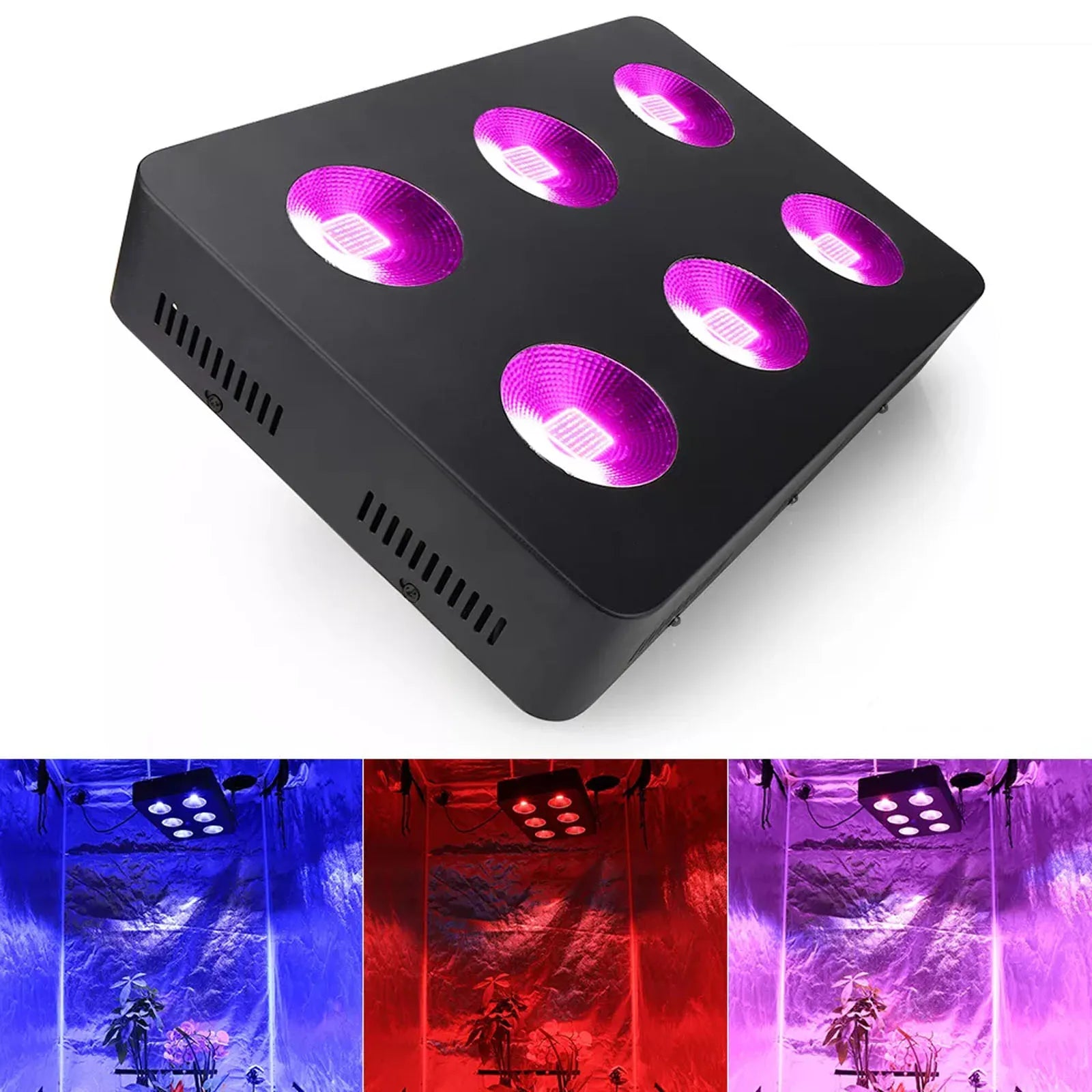 Liweida 1500 Watt COB LED Grow Light with Red/Blue/White/IR Spectrum for Greenhouse Farm and Bloom Support Aluminum Body